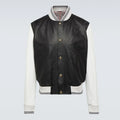 TOPSHOW Garment High Quality OEM Designer Outdoor Men Luxury Letterman Custom Logo Leather Patchwork Bomber Varsity Jacket