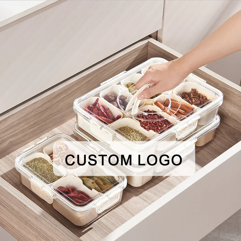 Factory Custom Logo Divided Serving Tray for Portable Snack Platters Storage Organizer for Fruits Nuts Candy Snacks Storage Box