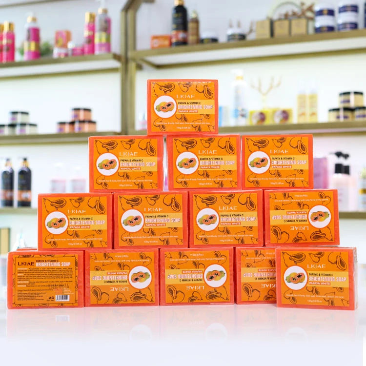 OEM Natural Extract Face Soap Cleansing Brightening Handmade Glycerin Papaya Whitening Kojic Acid Anti-Acne Soap for All Skin
