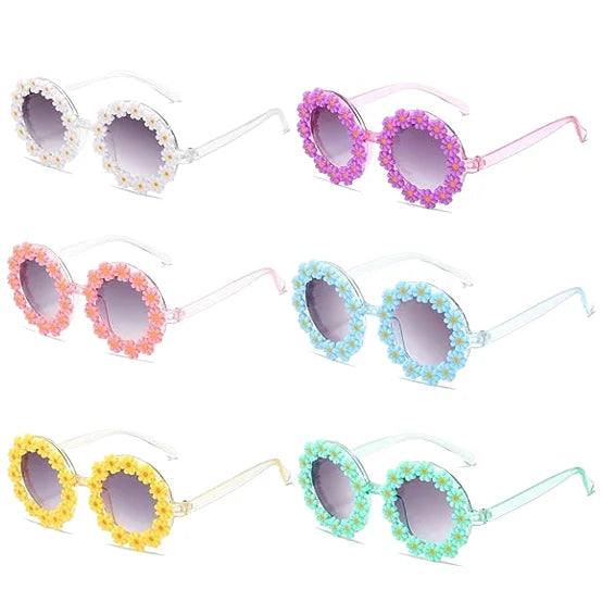 Fashion Round Flower Sunglasses for Girls Flower Shaped Cute Glasses UV 400 Protection Outdoor Beach Girl Boy Gifts