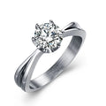 Minimalist New Designer Stainless Steel Crown CZ Inlaid Diamond Engagement Ring for Women Finger Jewelry RC-098