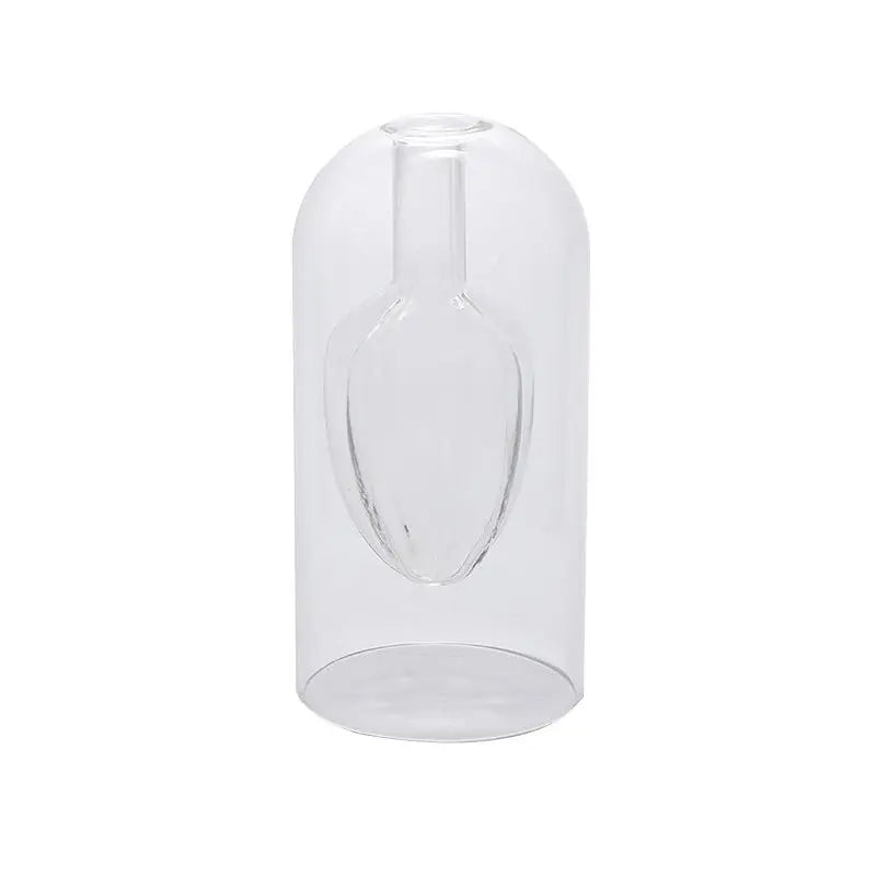 Carambola Glass Vase with Elegant Art Deco Design Built-In Tabletop Decor for Home or Office