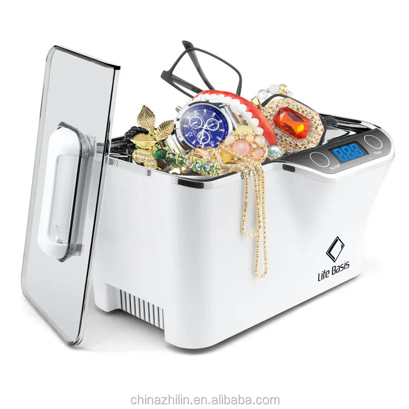 Household Ultrasonic Cleaner for Jewelry Dental Glasses Rings SUS304 Tank With Basket