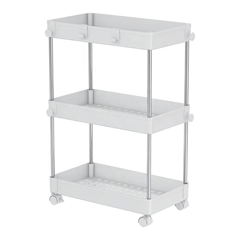 Storage Cart 3 Tier Bathroom Storage Organizer Rolling Utility Cart Slide Out Storage Cart