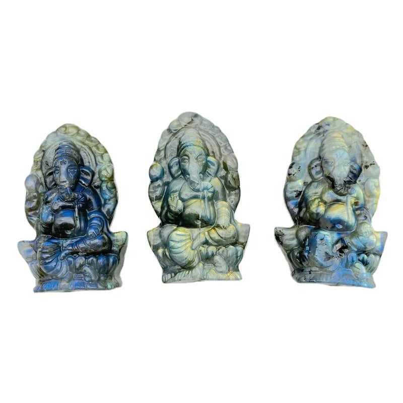 Wholesale Polished Natural Flashy Labradorite Stone Crystal Ganesh