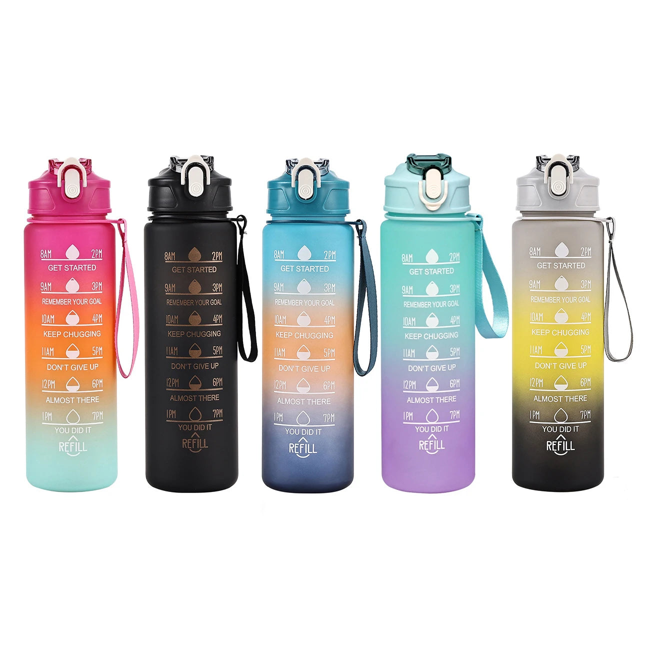 USA Warehouse BPA Free 700ML Fitness Outdoor Sports Water Jug with Time Marker Large Plastic Motivational Water Bottle