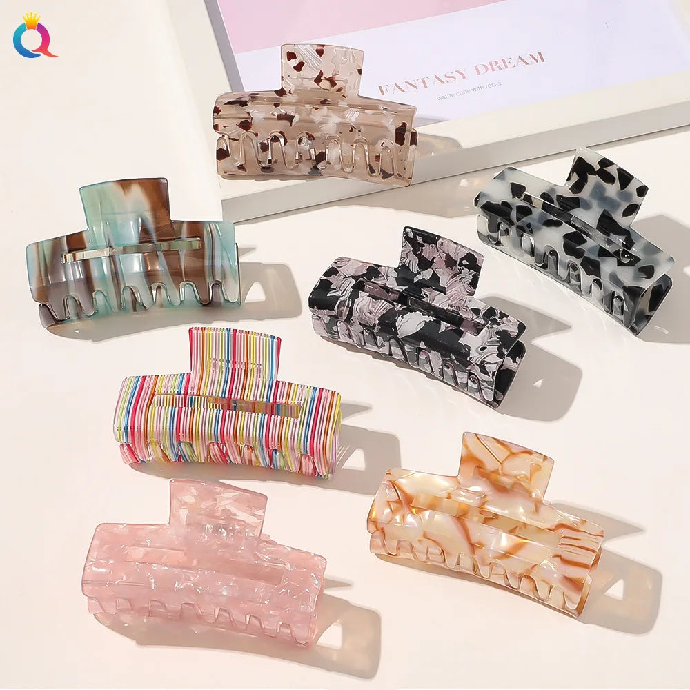 QIYUE Acetic Acid Colorful Gradient Hair Claw Shark Clip Hair Accessories