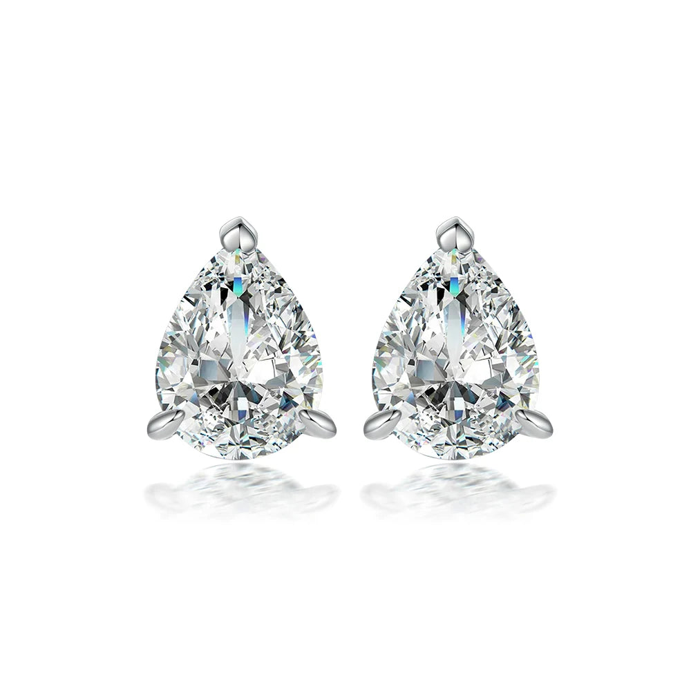 925 Sterling Silver Fine Jewelry Women Earring Pear Shape Zirconia Stud Earring