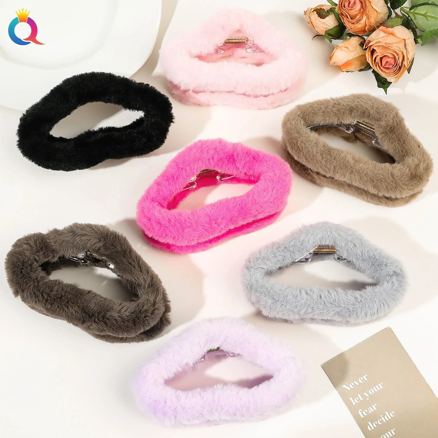 QIYUE 12.5 CM Solid Color Cloud Hair Clips Fall/Winter Plush Hair Claw Clips Women's Hair Accessories