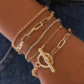 2021 Trend New Punk Metal Chain OT Buckle Classic Retro Bracelet for Women Multi Layer Bracelet