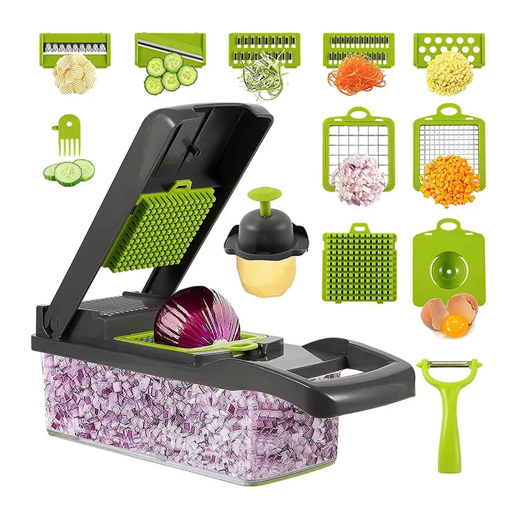 Kitchen Multi 16 in 1 Manual Mandoline Fruit Cutter Onion Dicer Veggie Slicer Professional Vegetable Chopper