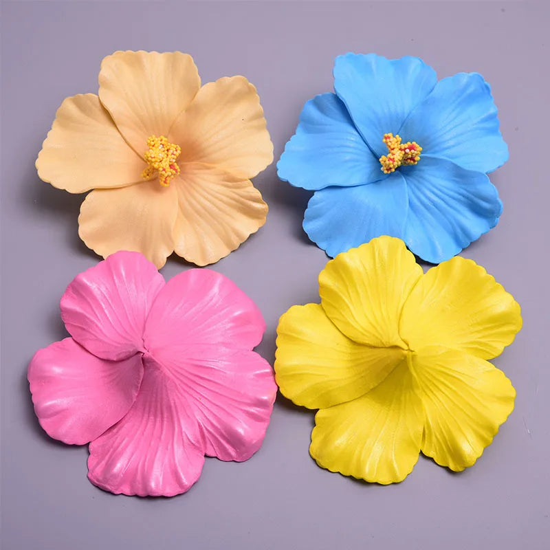 FSH03 Edge Serration Design Eco-Friendly 9.5cm Hibiscus Foam Flower Hair Decorations for Wedding Hawaii Beach Party Events