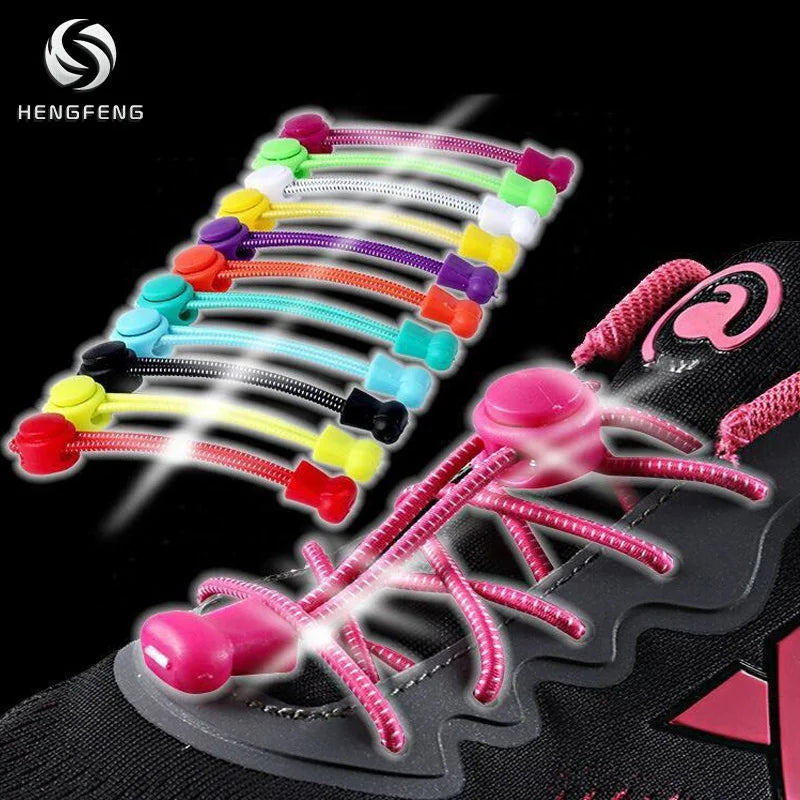 Wholesale Reflective Elastic No Tie Shoelaces with Quick Lock Colorful Lazy Laces