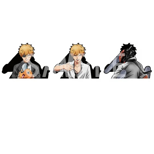 Newest Design Anime Chainsaw Man Three Pictures Motion Car Stickers Moving Sticker Anime Waterproof Decals for Cars