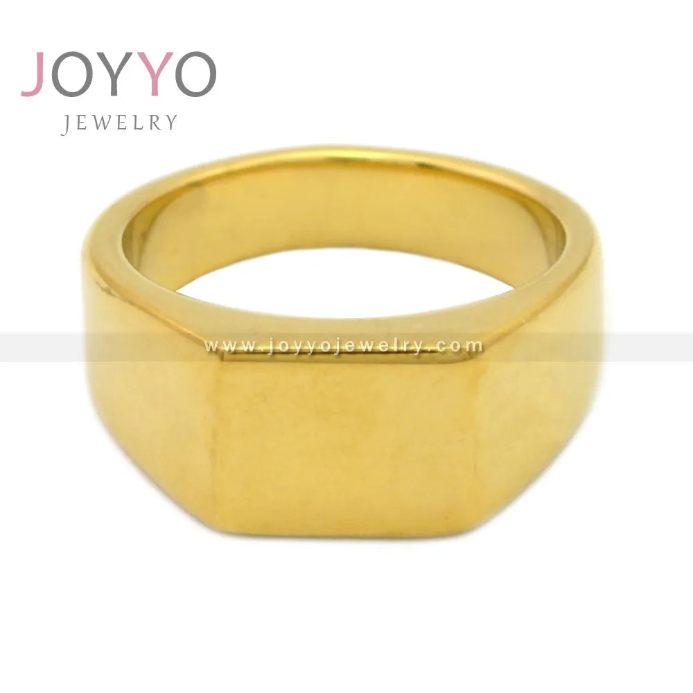 Customized Rings Stainless Steel Hip Hop 18K Gold Plated Chunky Ring for Men Simple Jewelry