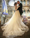 Guangzhou Auyan 2024 Long Lace White Goddess One-shouldered Fish Tail Wedding Dress With Button