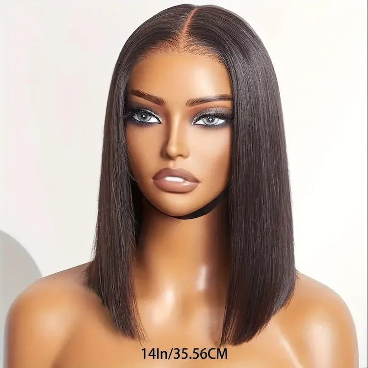 Short Indian Remy Human Hair for Lace Front Wig for Black Women Bob Style Transparent HD Glueless 150% Density