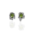 WMEA651 Oval Green Cubic Zircon Silver Stud Earring Asymmetry Irregular CZ Lava Texture 925 Sterling Silver Stud Earrings