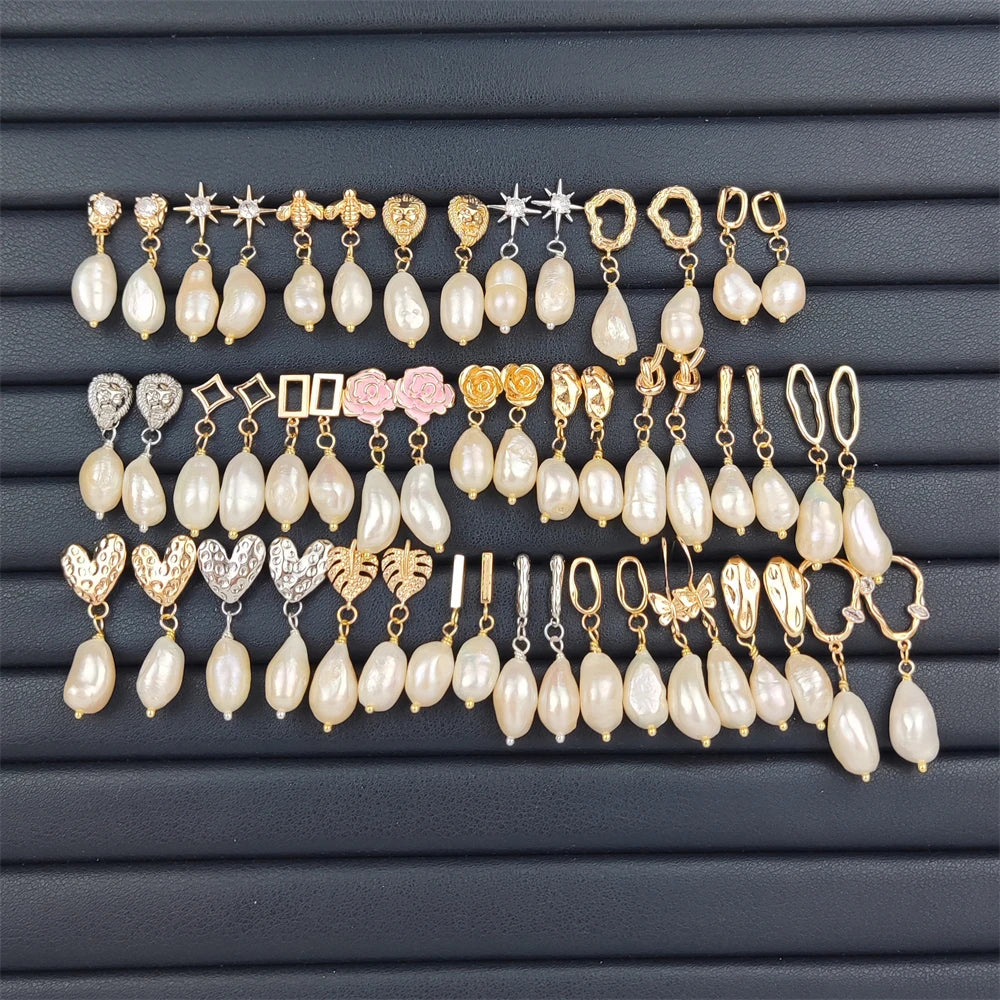 Variety Pearl Earrings Fashion Designs Genuine Freshwater Cultured Luster Pearl Drop Earrings Knot Stick Studs for Women Gifts