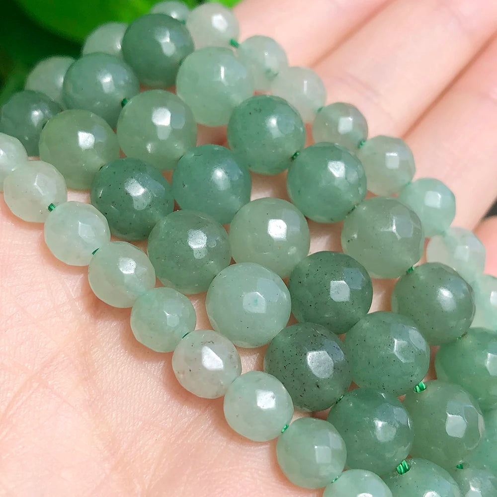 Wholesale Faceted Green Aventurine Stone Beads 4/6/8/10/12MM for DIY Jewelry Natural Faceted Green Aventurine Stone Beads