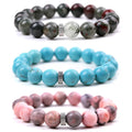 Fashion Jewellery 10mm Natural Stone Stainless Steel Spacer Bead Bracelet Wholesale Jewelry for Women Men