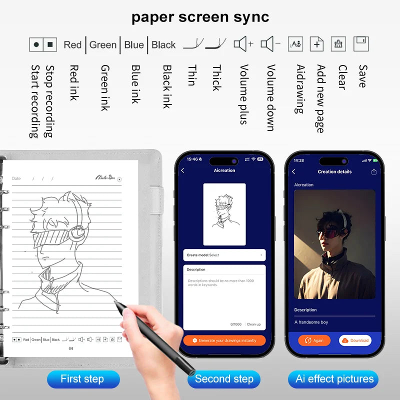 2026 New Product Ai Business Gift  Smart Notebook Sync Pen Smart Pen&Paper Cloud Storage AI Draw Write With MasterBen APP