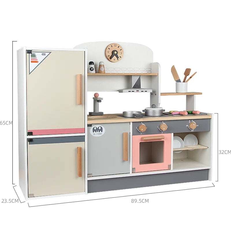 2025 Wooden Children House Set Cooking Experience Boys Girls Refrigerator Kitchen Toys for Kids