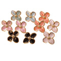 French Vintage Flower Drop Glazed Four Petal Earrings 18k Gold Plated Titanium Steel Stud Flower Earrings for Woman