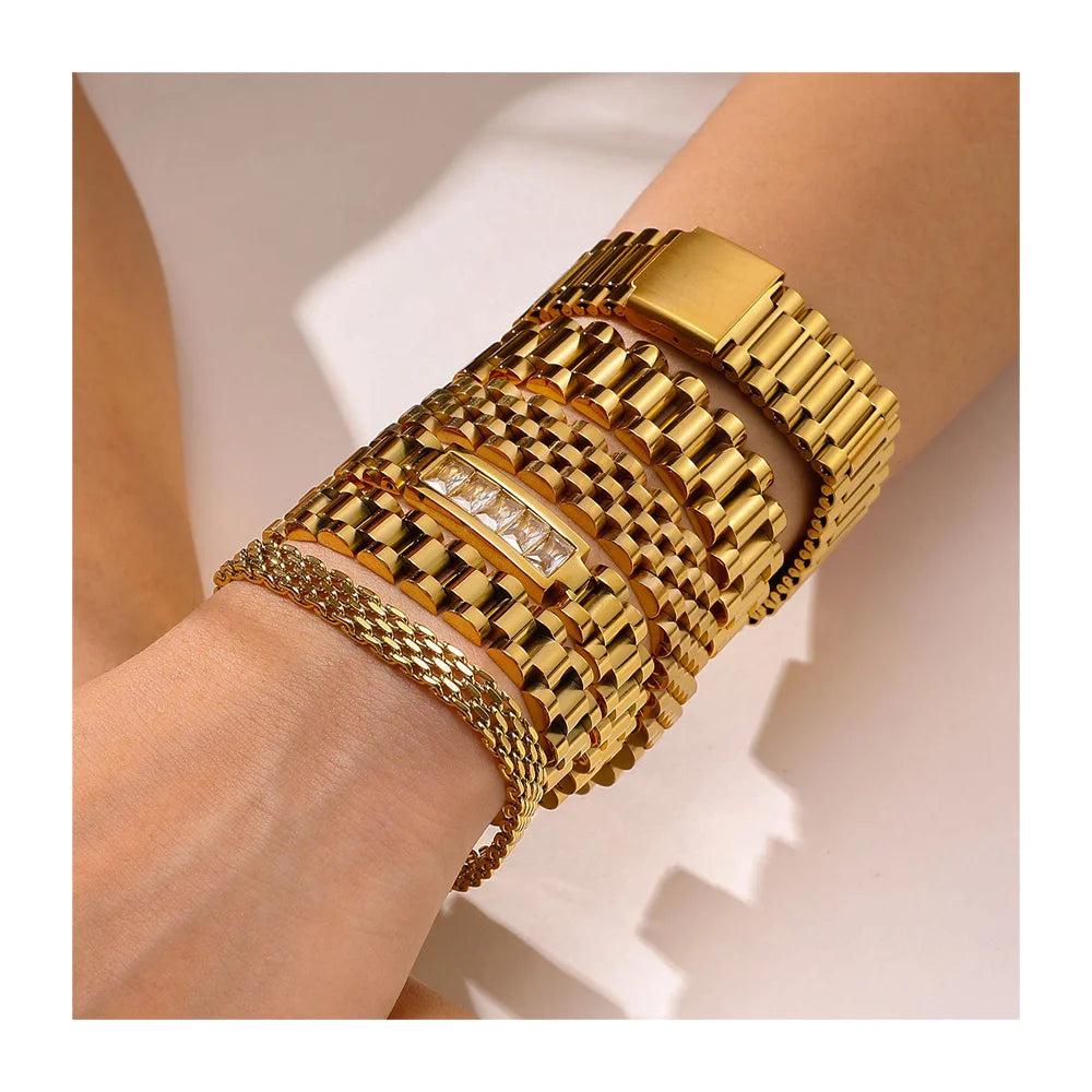 Trendy Multi Design Anti Tarnish Waterproof 18k Gold Plated Stainless Steel Heart Bracelet for Women