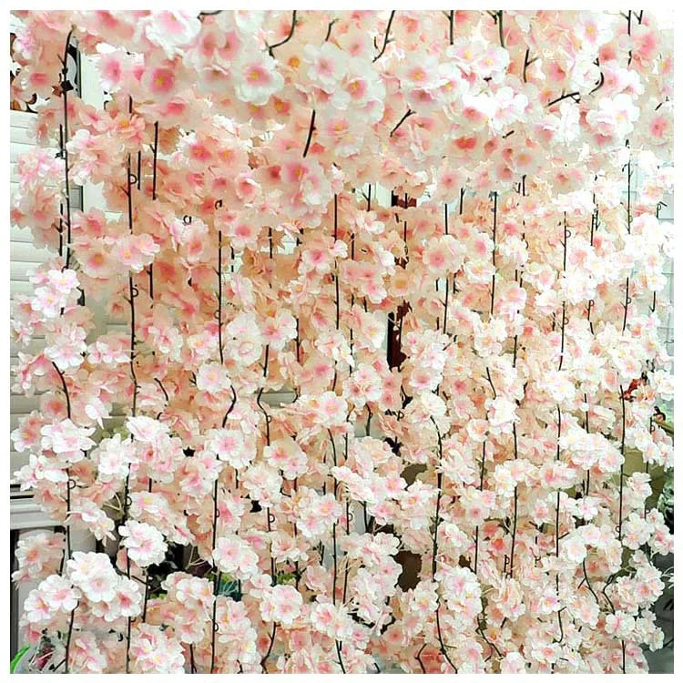 D-V007 Artificial Garland Hanging Cherry Blossom Flower Vines for Home Garden Wedding Party Decor