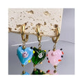 Sweet Cool Style Glazed Colorful Heart Earrings for Women French Stainless Steel Childish Heart Earrings