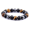 Tiger Eye & Hematite Men 10mm 8mm Natural Obsidian Beads Bracelets Man Women Jewelry Bracelets