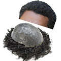 Afro Toupee Wig 100% Indian Hair Skin Toupee Afro Wave Hair Toupee for Black Men