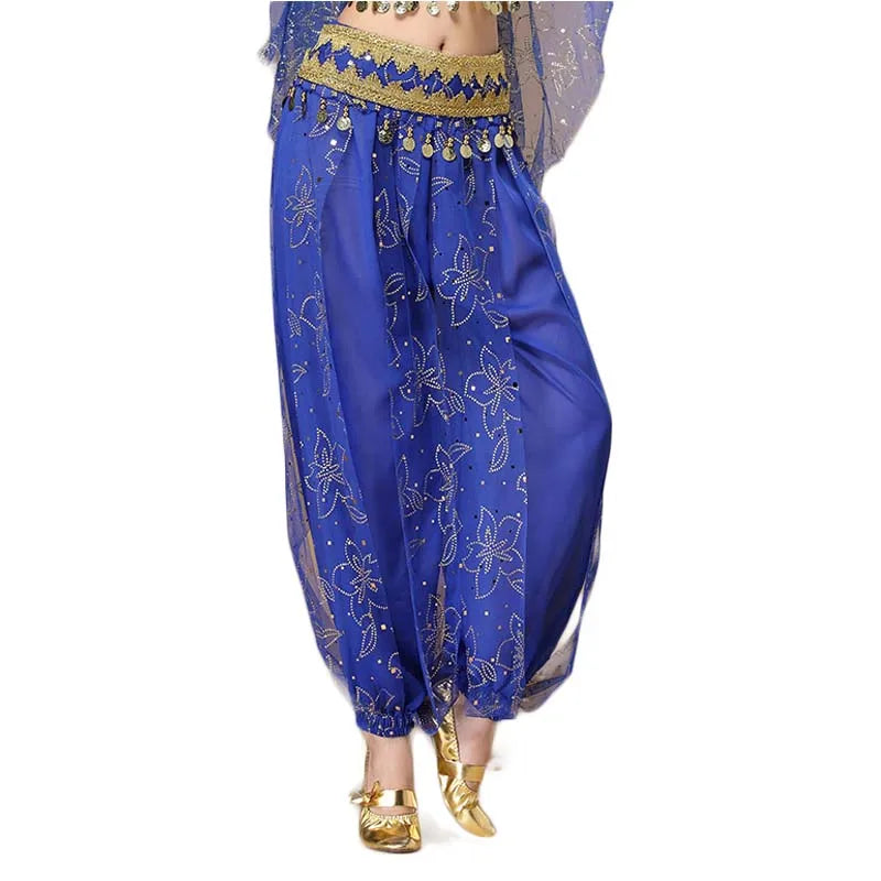 Adult Chiffon Floral Gauze Wide Leg Lantern Pants Costumes for  Belly Dance Performance Practice Bottoms