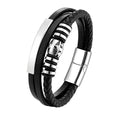 Vintage Trendy Custom Men's Jewelry Braided Leather Bracelet With Magnetic Clasp Leather Man Bracelet Store PH1478