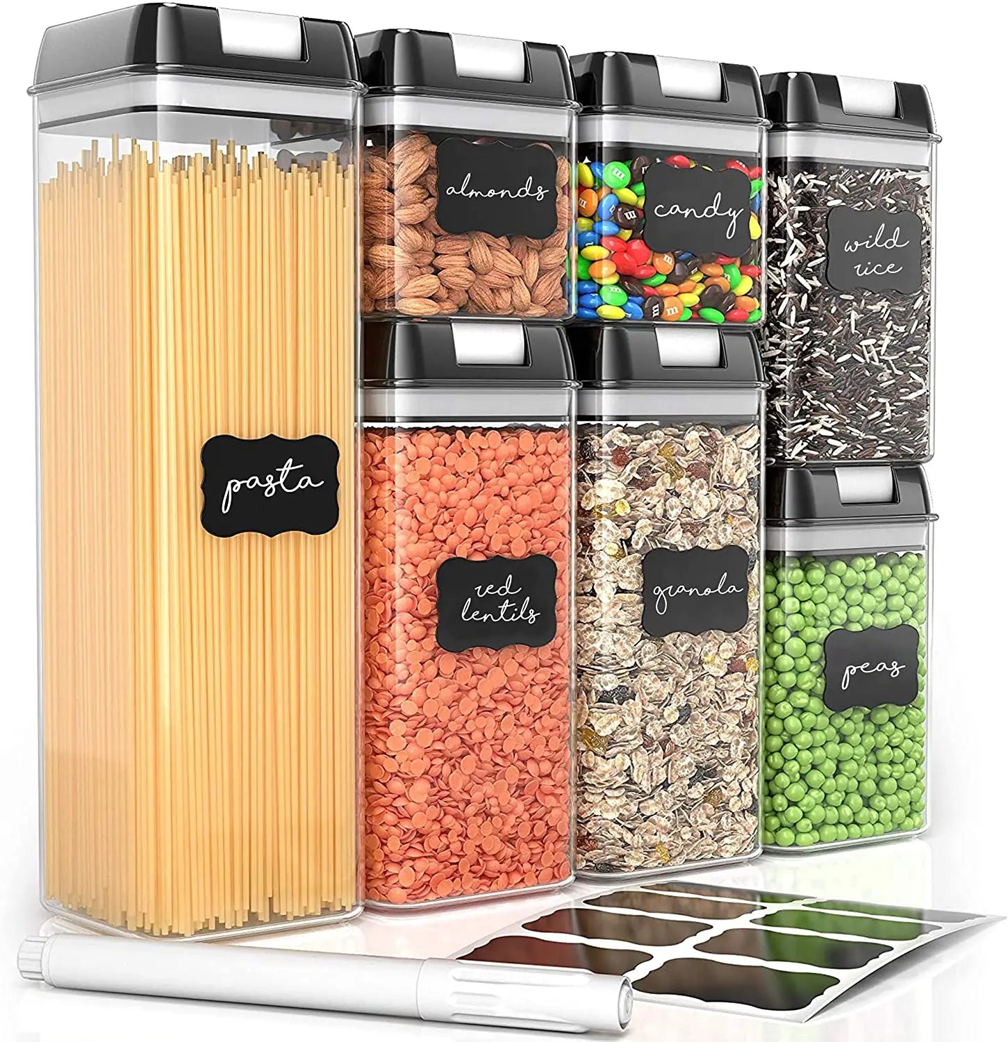 Cheap Hot Selling 7pcs BPA Free Plastic Cereal Containers with Easy Lock Lids 7pcs Airtight Food Storage Containers for Kitchen