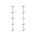AA00190 Alloy Fashion Korean Jewelry Round Pearl Bead Pendant Earrings Trend Pearl Tassel Long Drop Hoop Earrings