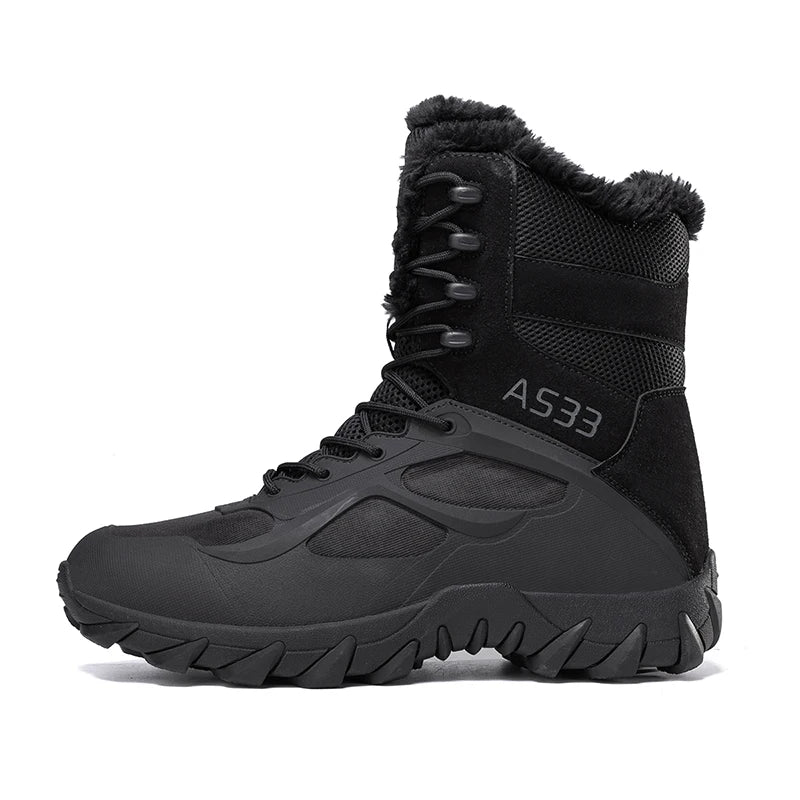 Outdoor Non-Slip High Cut Rubber Hiking Shoes Sneaker-Style Snow Boots with Comfortable Cotton Hiking Boots