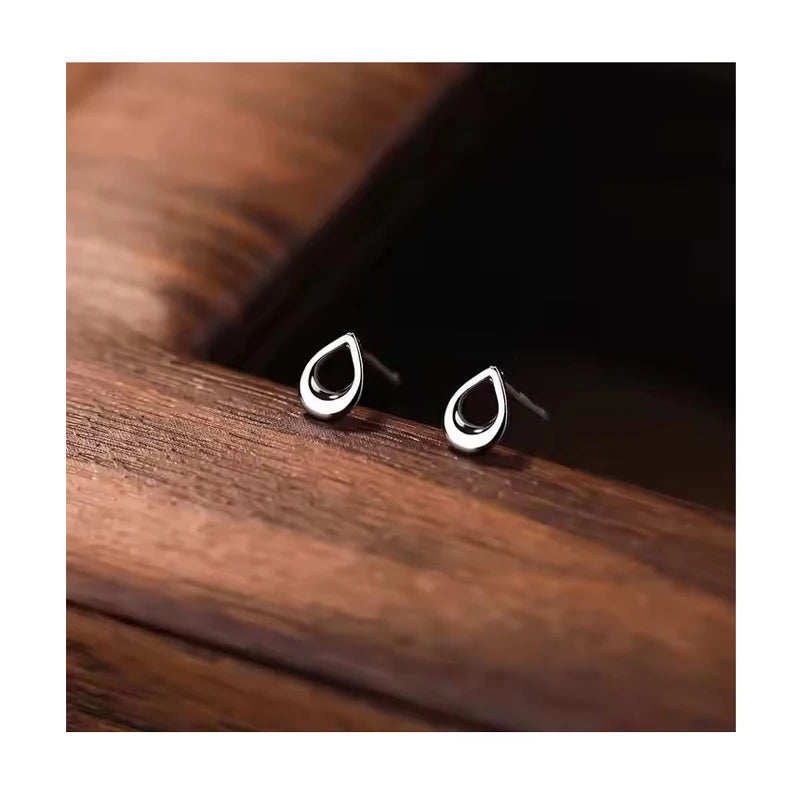 Real Pure S999 Sterling Silver Drop Hollow Stud Earrings for Women Jewelry Accessories YB-XY-210