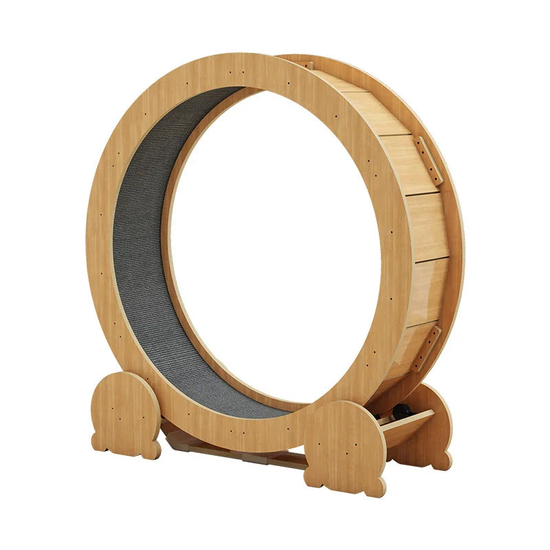 New Release Indoor Original Color OEM&ODM Solid Wood Premium Quality Cat Treadmill Silent Cat Running Wheel With 2 Colors Pads