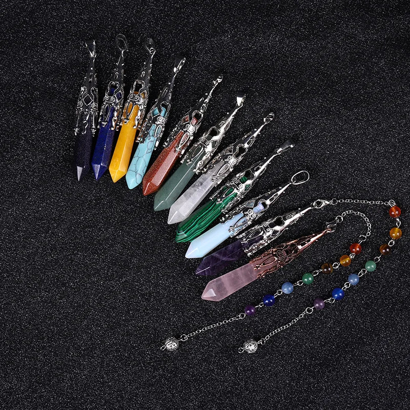 Natural Prismatic Stone Pendant Healing Faceted Hexagon Yoga Reiki Balancing Gemstone Amethyst Energy Accessories for Women