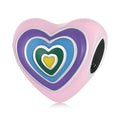925 Sterling Silver Rainbow Love Heart Charm Bead Pendant Original Fit Bracelet Necklace for Women Fine Jewelry SCC2171