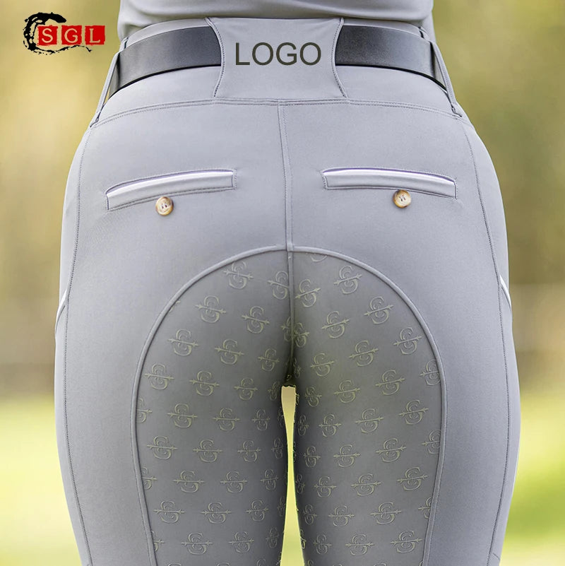 SGL Custom Equestrian Clothing Equestrian Suppliers Full Seat Silicone Jodhpurs Customize Breeches With Pocket for Ladies
