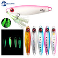 30g 40g 60g 80g 100g  Glow Metal Casting Jig Lure with Assist Hook