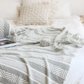 Soft Knitted 100% Cotton Bohemia for Home Decoration Warm Pom Tassel Knitted Throw Blanket Hem MegaBDM