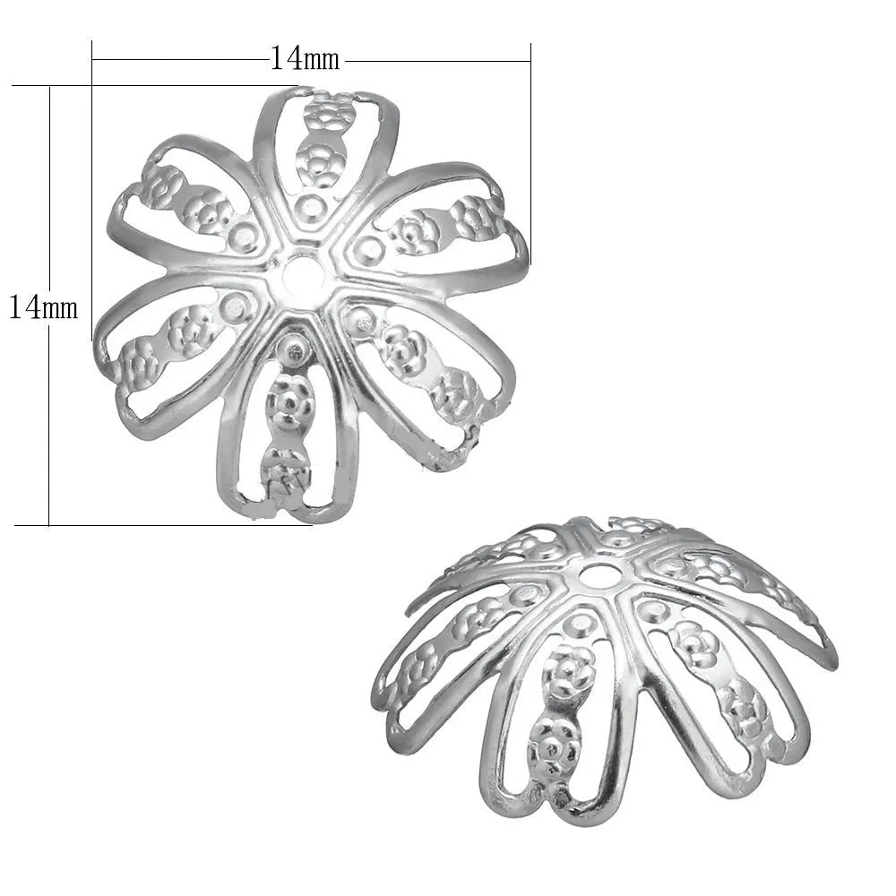 Filigree Wraps Pearl Pendant Connectors Accessories Stainless Steel Flower Loose Spacer Bead for DIY Jewelry Making Findings