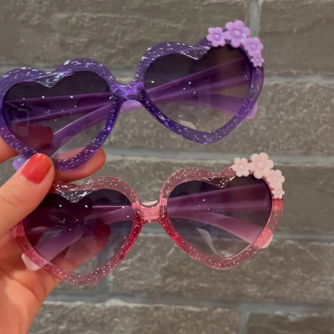 Transparent Purple Plastic New Peach Heart Design UV400 Lenses Unisex Fashionable Kids Sunglasses Lovely Children's Sunglasses