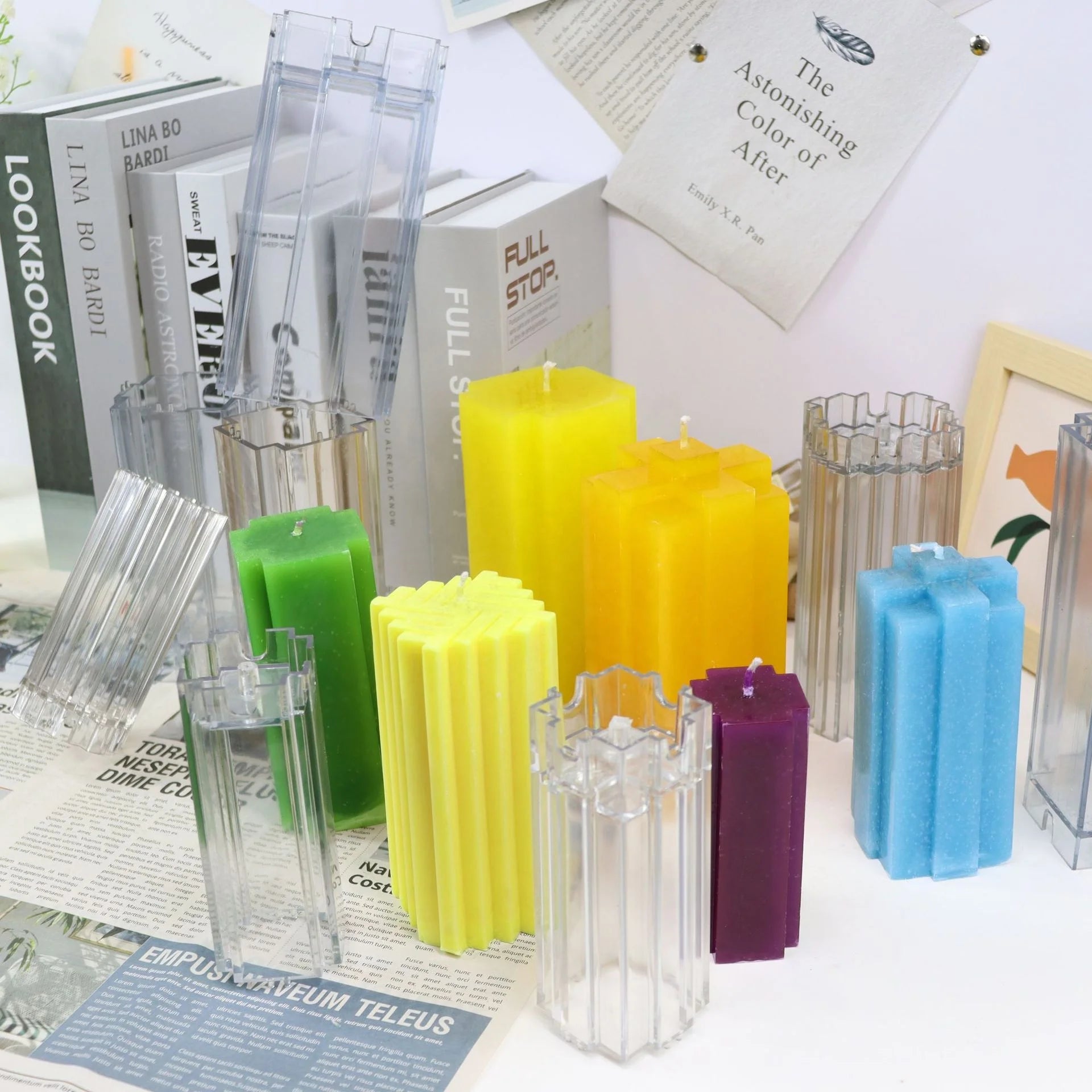 B-7020 Square Column Multi Shape PC Candle Mold Cross Braided Pattern Geometry Square Scented Candle Plastic Mould Handmade Diy