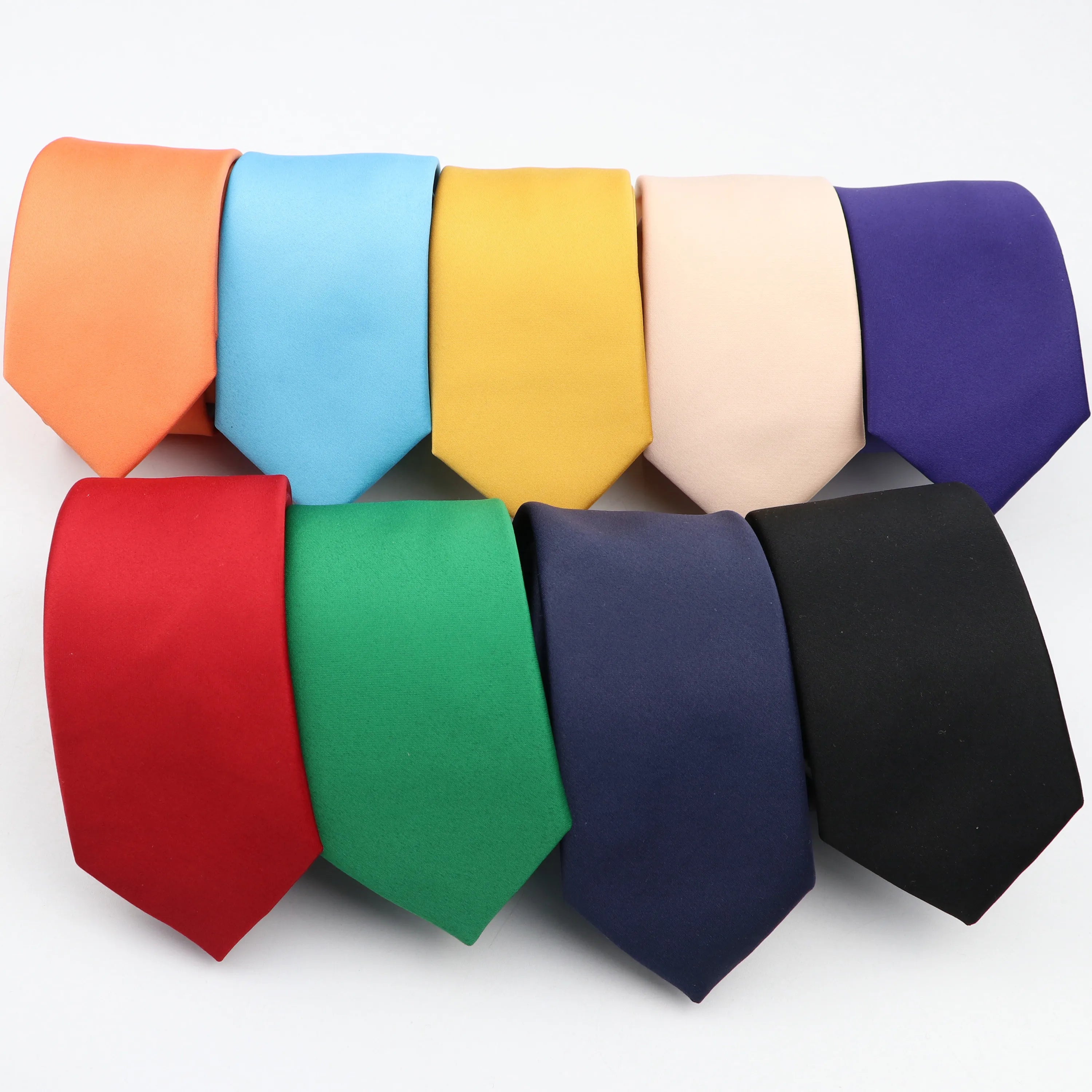 Narrow Casual Mens Solid Color Tie Slim Red Blue Polyester Soft 6cm Necktie for Business Wedding Party Formal Ties Fashion