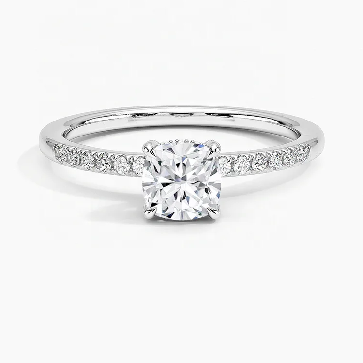 2ct Cushion Cut Lab Diamond Engagement Ring Hidden halo Unique Diamond Ring Bridal Anniversary Engagement Ring
